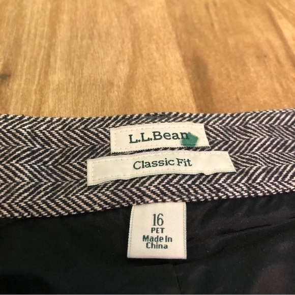 LL Bean Herringbone Classic Fit Black White Lined Skirt Womens Size 16 Petite - Picture 6 of 13